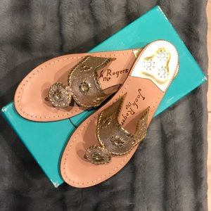 Brand New Jack Rogers Gold Sparkle Sandals sz 8.5